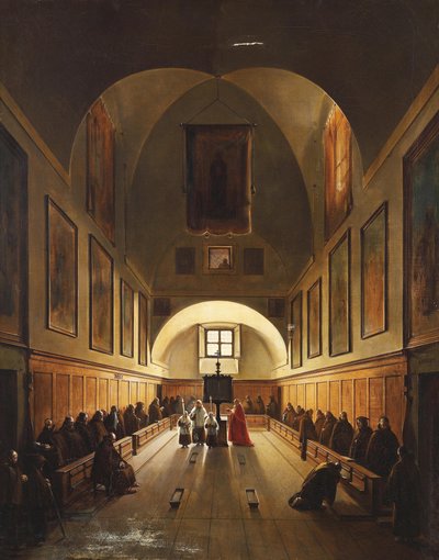 The Choir of the Capuchin Church Santa Maria Immacolata a via Veneto in Rome, signed on the portal by Francois Marius Granet